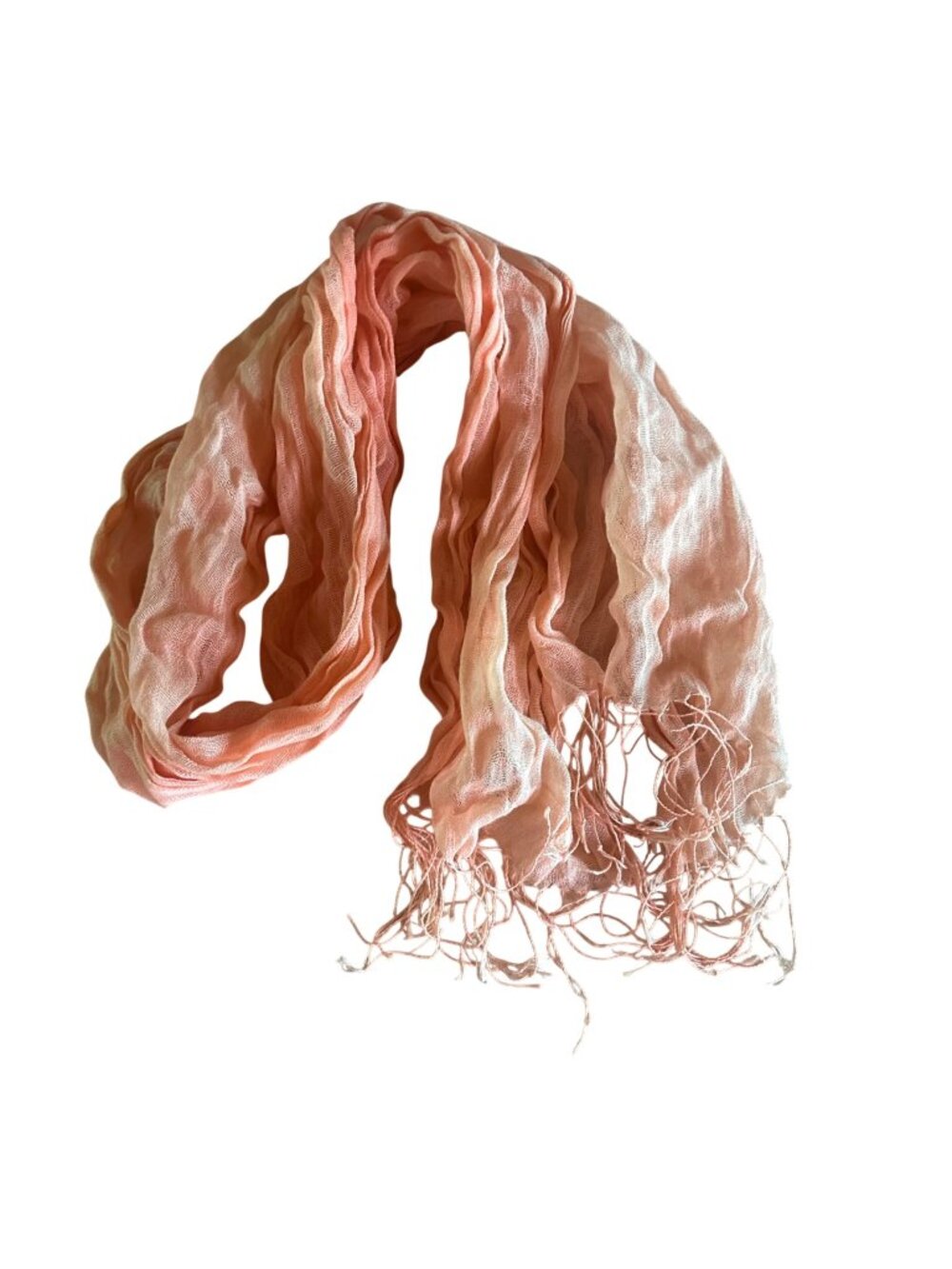 Lightweight Peach Ombre Scarf With Fringed Edges - Soft & Versatile Design For C